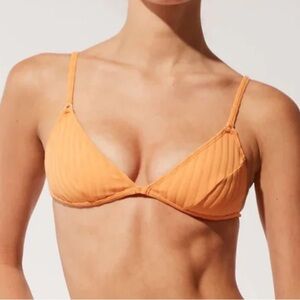 Solid & Striped Francesca Creamsicle ribbed bikini top size M